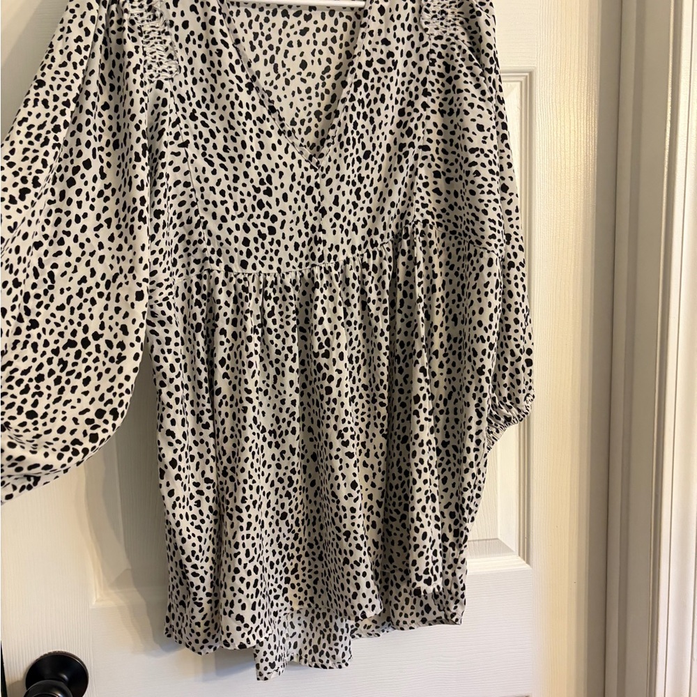 ODDY Black and White Dot Tunic Blouse XL